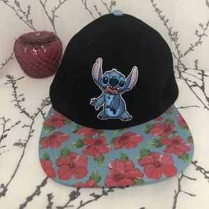 Disney Stitch Embroidered Floral Snap Back Cap